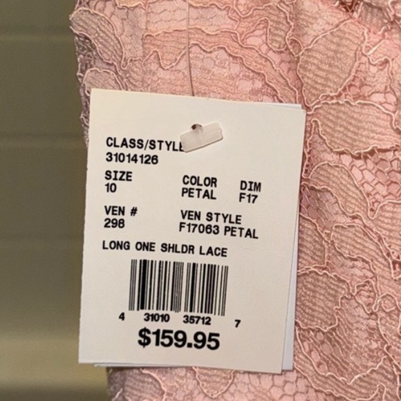 Long One Shoulder Lace Bridesmaid Dress - Petal Pink - David's Bridal-Sz “10” - Picture 3 of 3